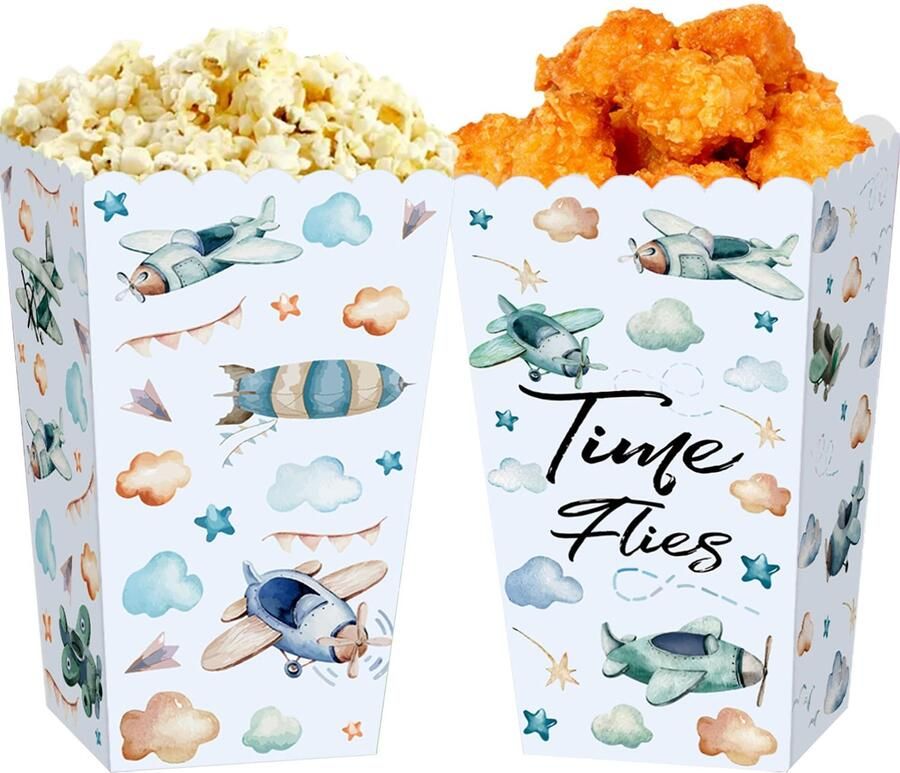 12 Stuks Vliegtuig Feestdecoraties en Popcorn Dozen