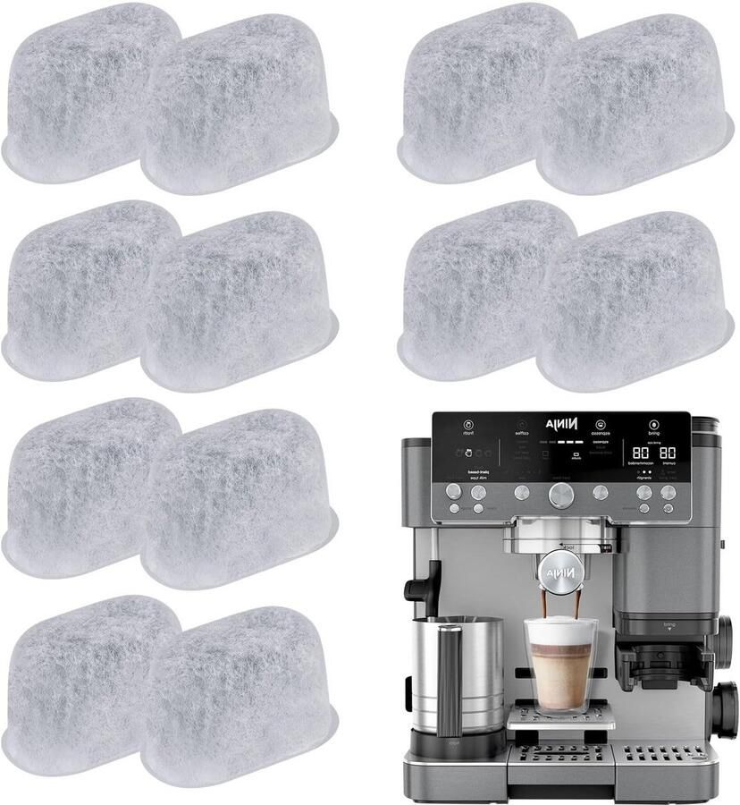 12 Stuks Waterfilter Inzetstukken voor Koffiemachine Actieve Koolstoffilters voor Perfecte Koffiesmaak Geschikt voor Ninja ES601 701