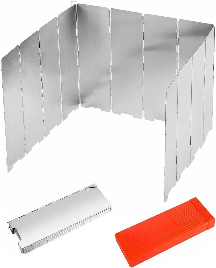 12 stuks windbescherming voor fornuis van aluminium windbescherming campingfornuis Windbescherming voor buitenoven winddicht opvouwbaar met tas voor kamperen picknick wandelen