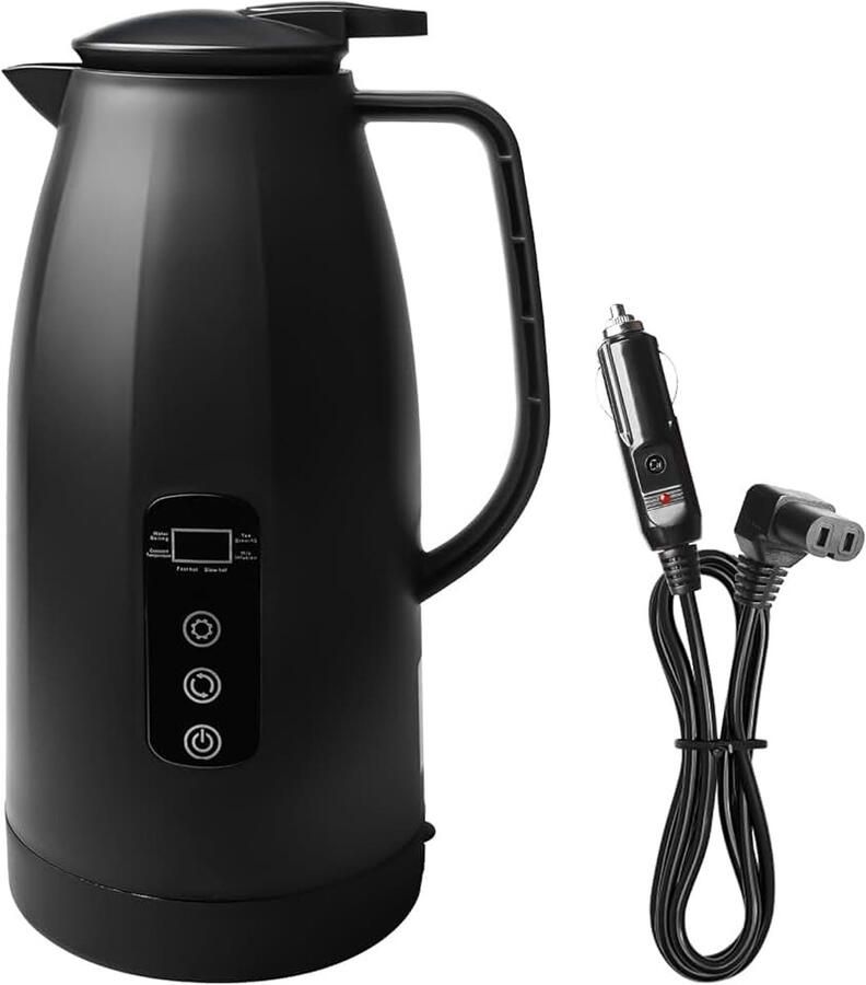 12 V-24 V waterkoker 1 2 liter mobiele elektrische roestvrijstalen koker 12 V snel met sigarettenaansteker voor warm water koffie thee vrachtwagen auto reizen camping