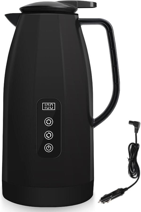 12 V-24 V waterkoker voor auto 1 2 liter roestvrij staal mobiele warmwaterdispenser met 12 24 volt sigarettenaansteker voor camping reizen koffie thee en babyvoeding