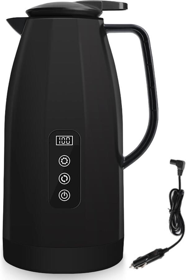 12 V-24 V waterkoker voor auto 1 2 liter roestvrij staal mobiele warmwaterdispenser met 12 24 volt sigarettenaansteker voor camping reizen koffie thee en babyvoeding