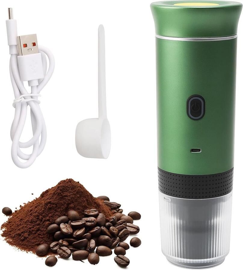 12 V batterijdraagbare koffiemachine kleine draagbare koffiemachine geschikt voor NS capsules en gemalen koffie 60 ml groen