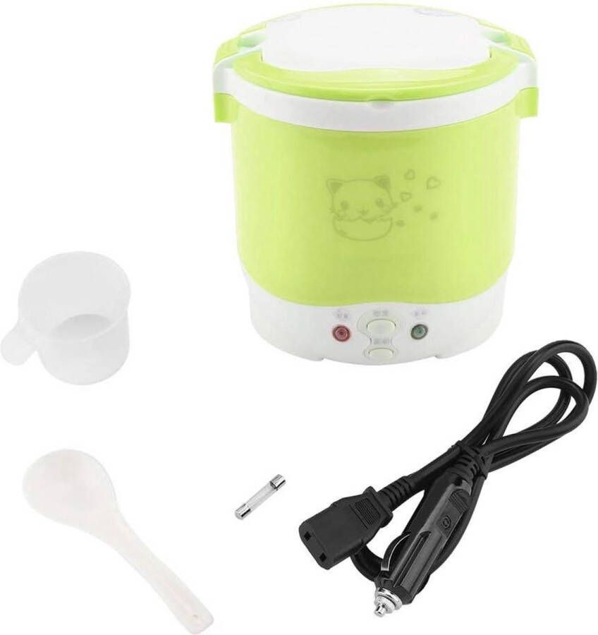 12 V Mini Elektrische Rijstkoker Draagbare Reiskoker voor Auto Multifunctionele Elektrische Stoomkoker Rijstkoker voor Reizen Camping Groen