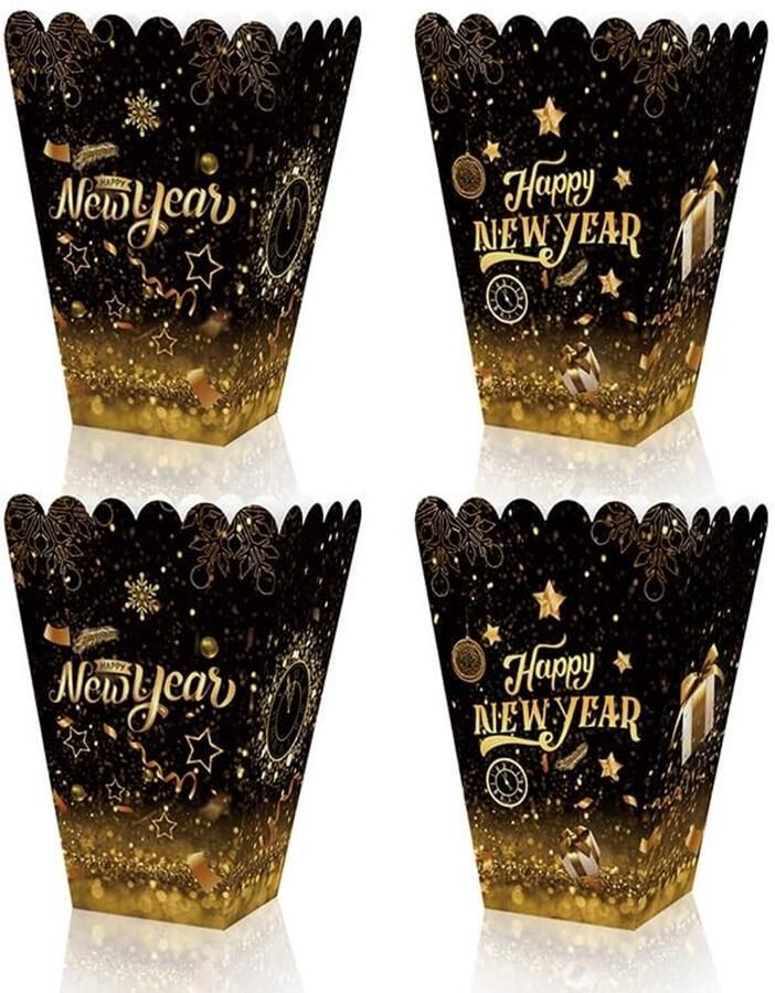 12 Verjaardag Popcorn Dozen Zwart en Goud