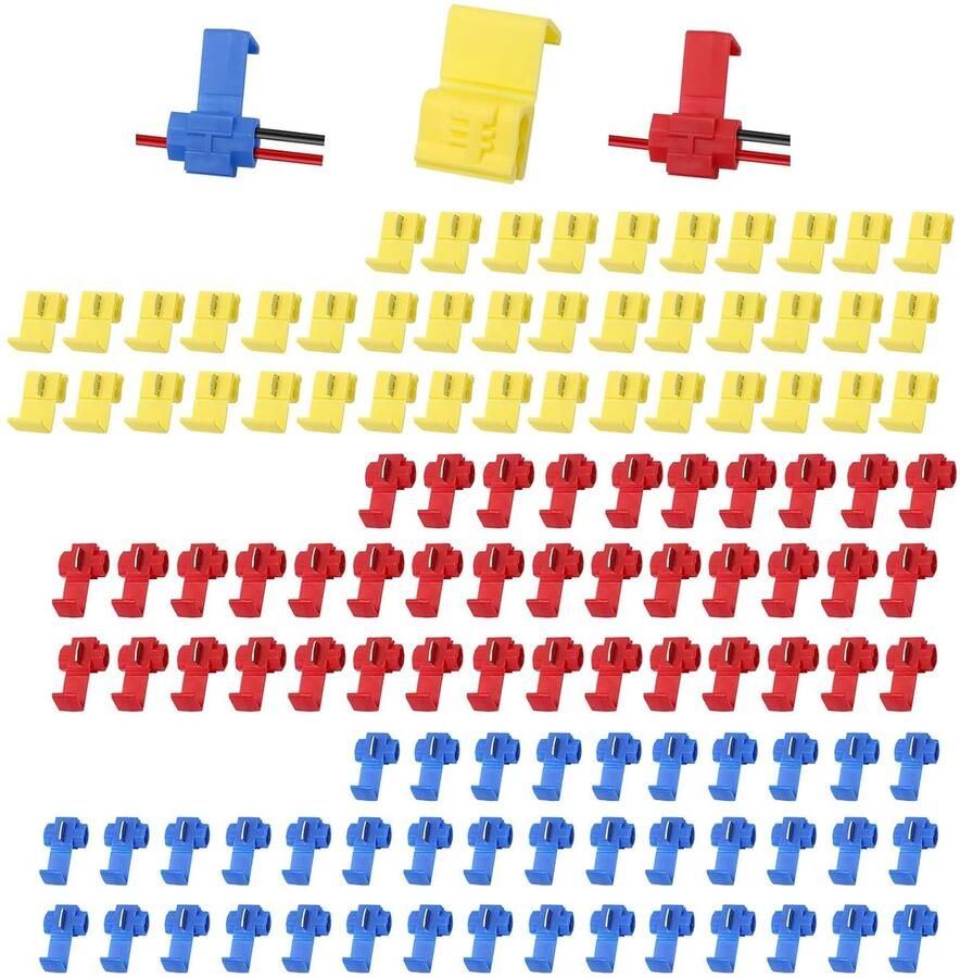 120 stuks aftakklemmen voor auto's stroomdief auto-kabelverbinder aftakverbinder kabelverbinder 0 5-6 mm² roodblauw geel je40 vertind messing geïsoleerd hittebestendig voor autospot