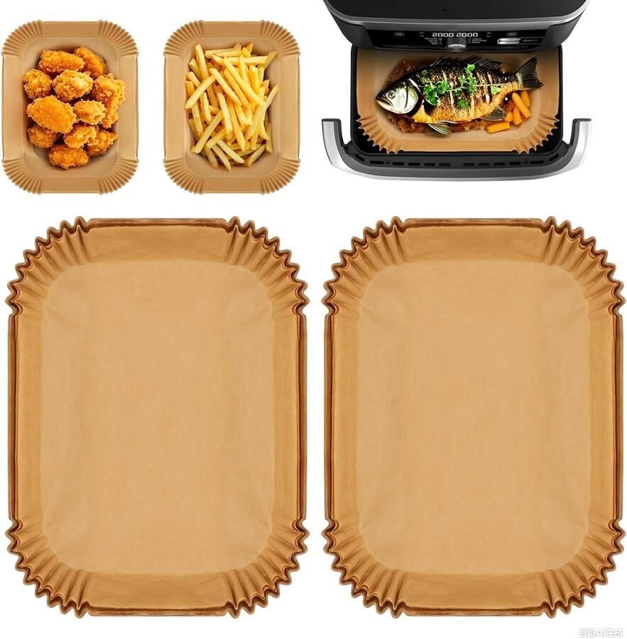 120 Vellen Bakpapier voor Heteluchtfriteuse Antiaanbaklaag en Hittebestendig