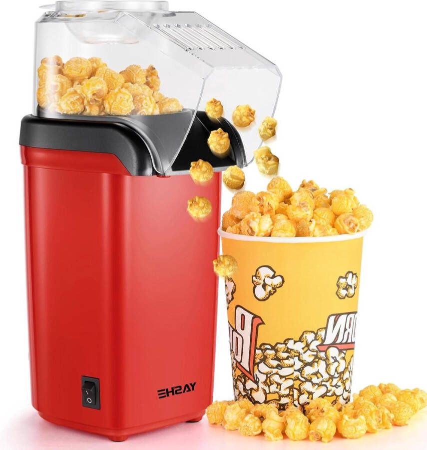 1200 W hetelucht-popcornmaker elektrische popcornmachines one-touch-bediening 2 minuten gezond zonder vet en olie rood machine voor thuisgebruik