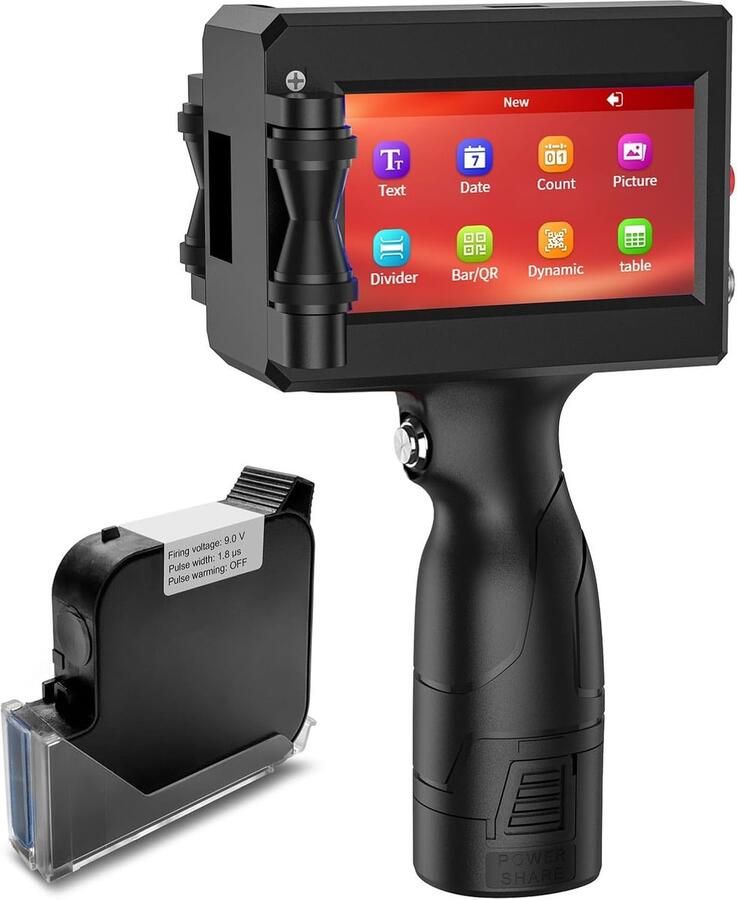 127T2 Draagbare Handheld Inkjet Printer 1 inch Handheld Printer 4.3 Inch LED Scherm Sneldrogende Inktcartridge voor QR Code Datum Logo Label Barcode Batchnummer