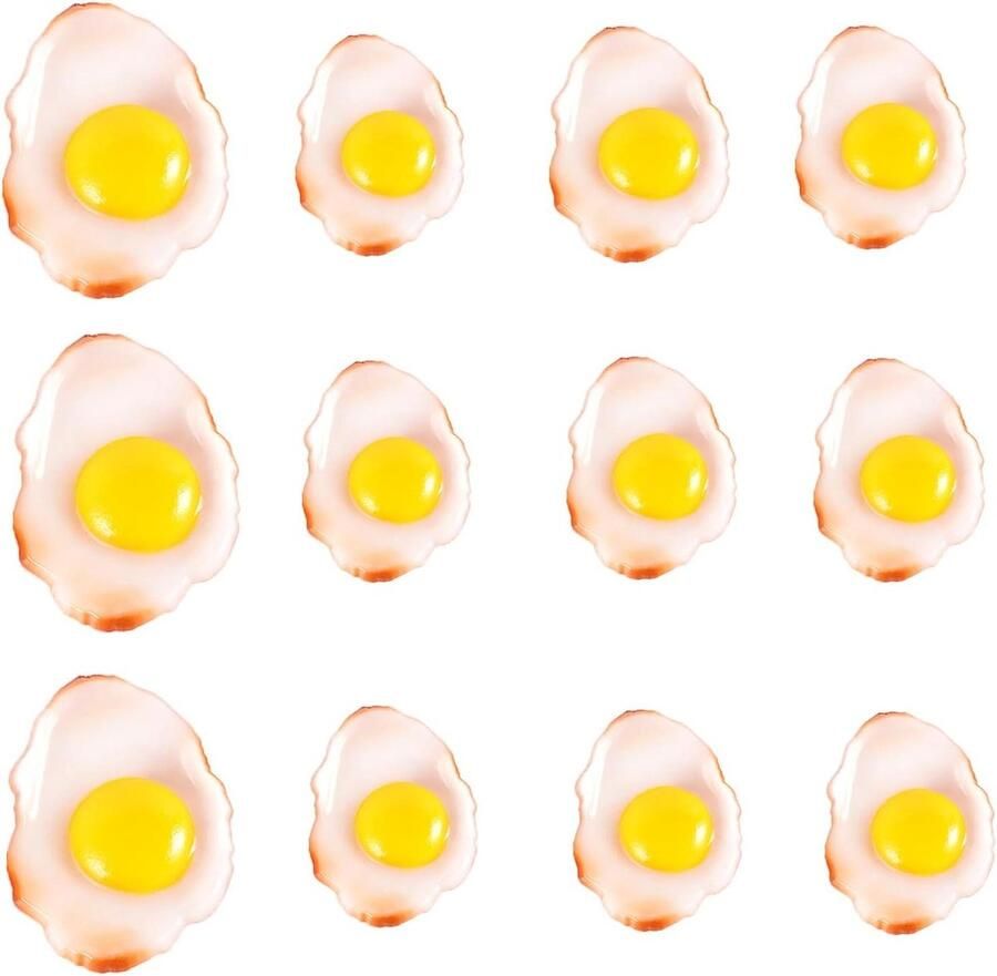 12pcs Fake Fried Egg Simulated Fried Egg Artificial Fried Egg Model Artificial Food For Home Kitchen Cabinet Desk Shops Party Decor Sample Display Photography