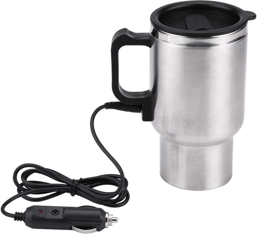 12v 450ml Auto Verwarming Kop Elektrische Slimme Verwarmde Koffiekop Reismokken Drinken Waterkoker Fles Snel Kokend Water Verwarming (zwart en Zilver)