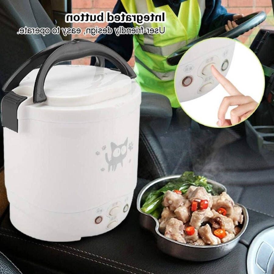 12V draagbare mini-rijstkoker 2 kopjes ongekookt 1 l kleine elektrische rijstkoker stoompan reisrijstkoker 2 personen camper