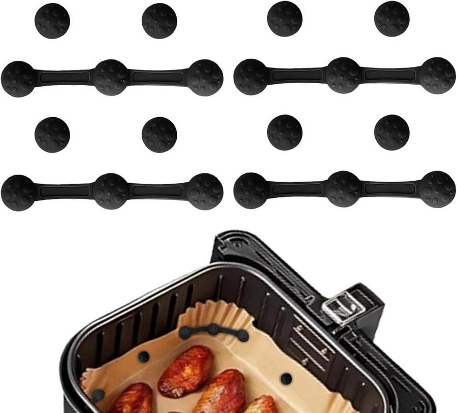12x Magnetische Siliconen Clips voor Airfryer Bakpapier Hittebestendig Geschikt voor 2L tot 6L