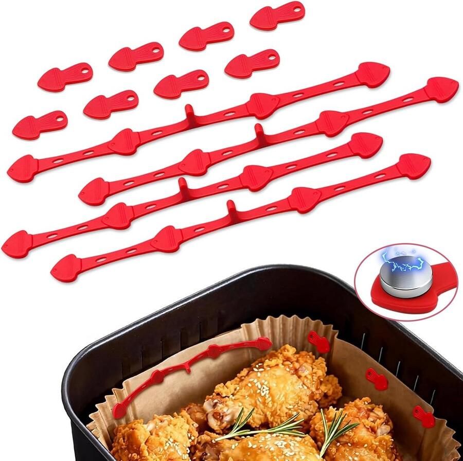 12x Magnetische Siliconen Clips voor Airfryer Bakpapier Hittebestendig