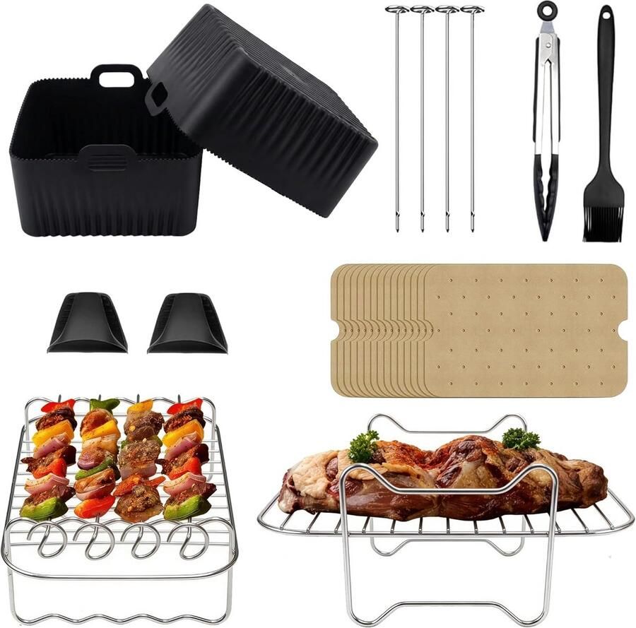 13-Delige Airfryer Accessoires Set voor Dubbele Luchtfriteuse (7.6L 9.5L)