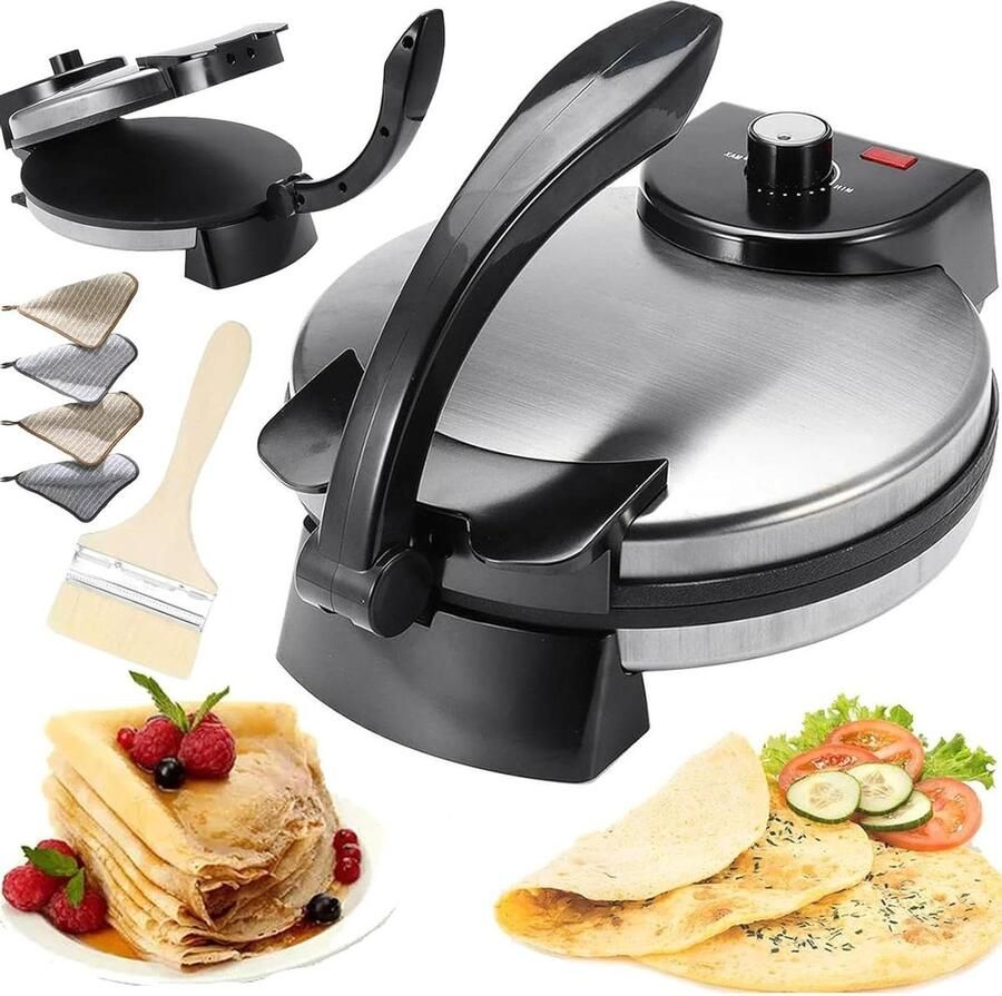 13 Elektrische Tortilla Press & Roti Maker Non-Stick Tortilla Press Machine met verstelbare temperatuur Prensa Para Tortillas Chapati Maker Machine Burrito Maker Tortillera voor Pizza