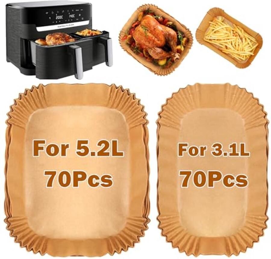 140 Stuks Airfryer Bakpapier Voor Dual Basket Geschikt Voor 9L 5 2L En 3 1L Heteluchtfriteuses