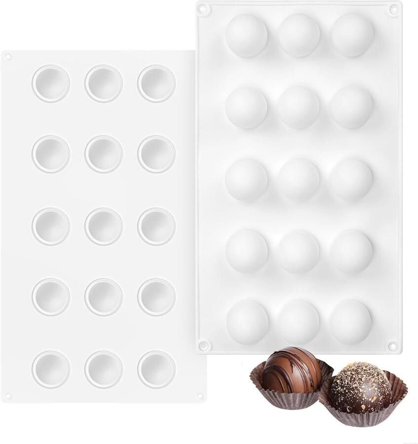 15-Caviteiten Siliconen Chocoladevorm voor Truffels Cake Jelly en Gummies Perfect voor Kerstbakken en Pralines Antiaanbakbare Halve Bolvormen