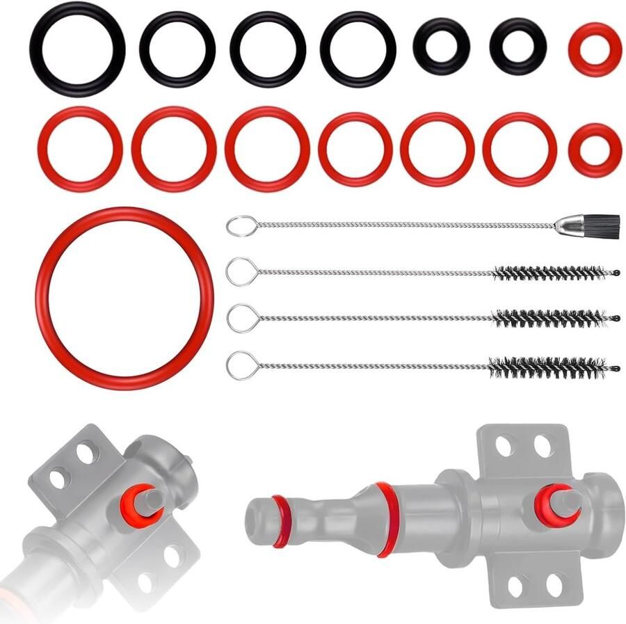 15-delige O-Ring Set met Siliconen Sealing Ringen en RVS Schoonmaakborstels voor Koffiemachines Ideaal voor Ondersteunings- en Stoomkleppen