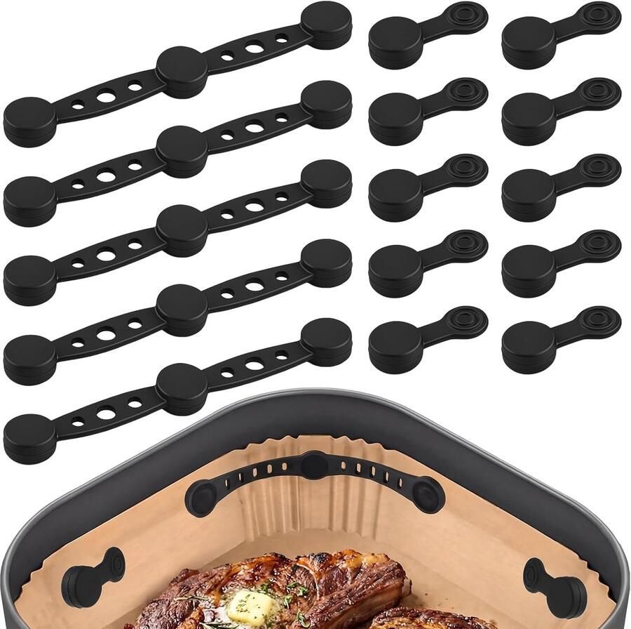15 stuks magneten voor airfryer bakpapier 2 maten magnetische siliconen gespen voor heteluchtfriteuse bevestigingsgesp geschikt voor Ninja Philips Cosori levensmiddelen niet afdekken