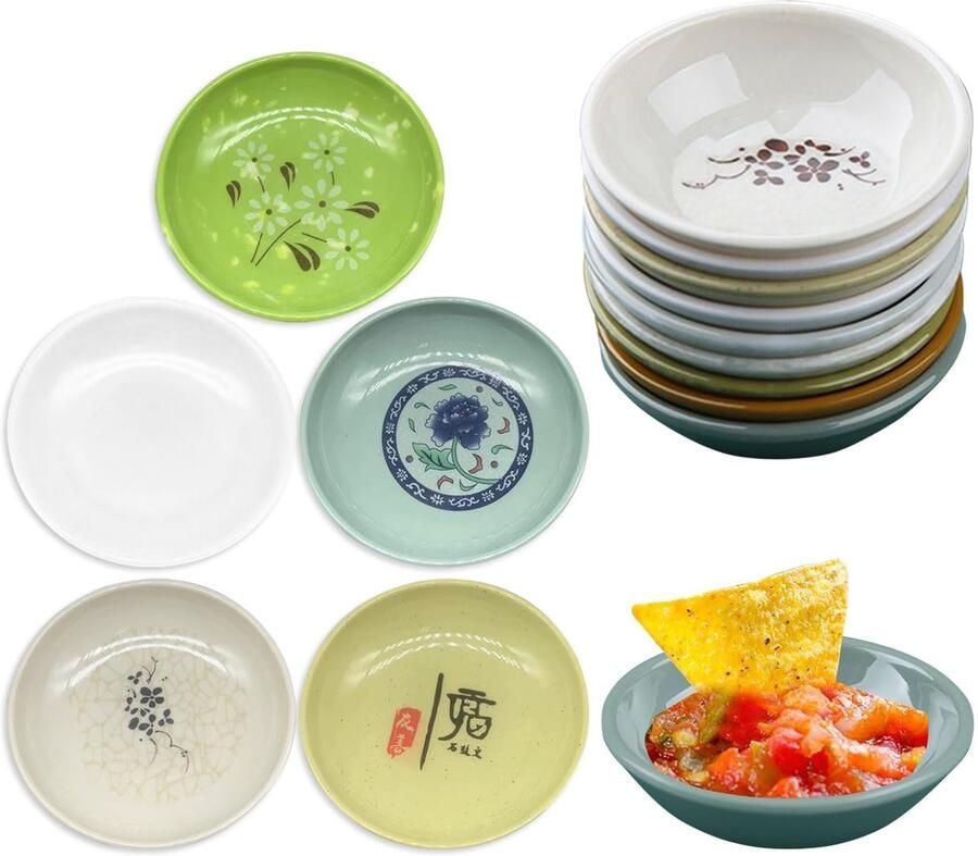15 stuks mini-snoepkommen sushi sojasaus dipschaaltjes sojasauzenschaaltjes snackschalen dipschalen kruidenschalen sauskommen voor sushi sauzen snack olie en sojasaus