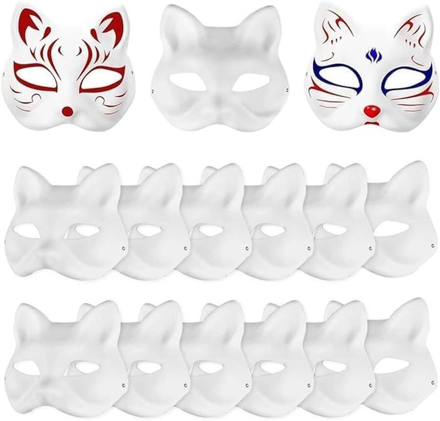 15 stuks Theriaanse kat masker Therian doe-het-zelf verf kattenmasker