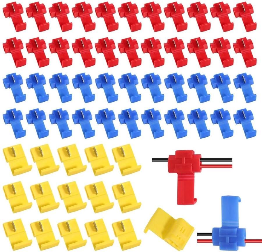 150 stuks stroomdief auto aftakverbinder auto rood blauw en geel T-Tap (0 5 6 mm²) stroomdieven snelverbinder waterdicht voor auto en motorfiets