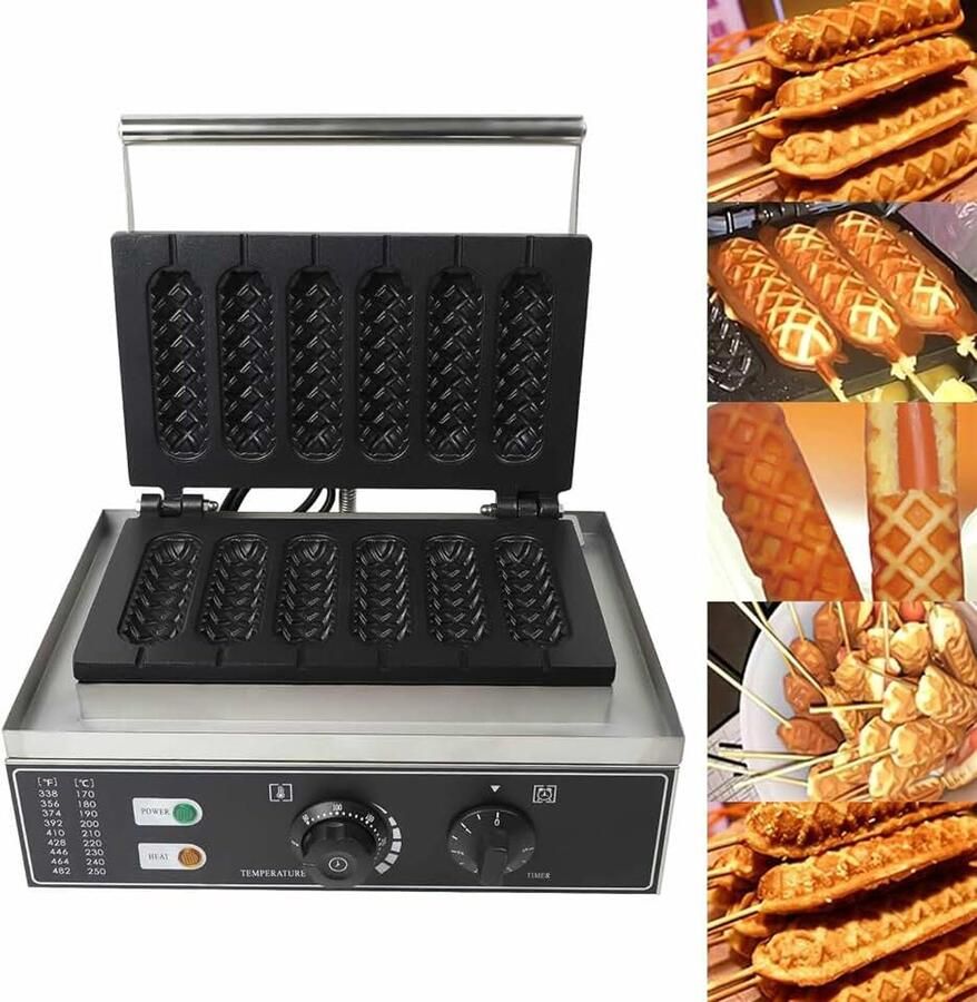 1500 W commercieel wafelijzer Hot Dog steel anti-aanbaklaag wafelijzer