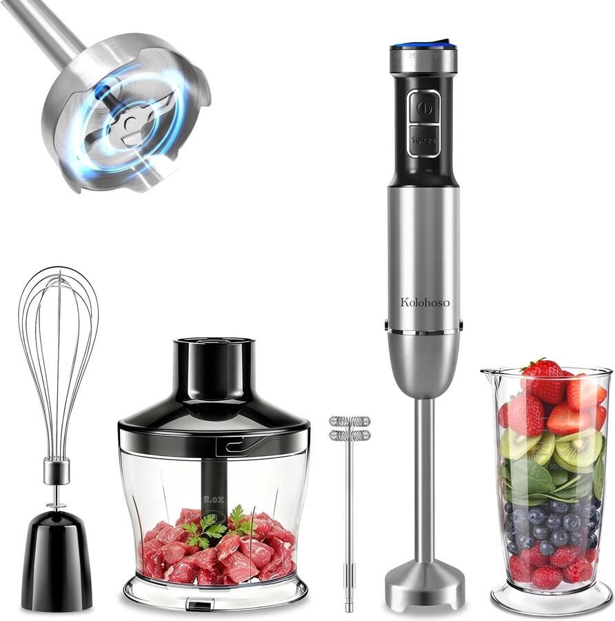 1500W Staafmixer 5 in 1 Handblender met 25 Snelheden en TURBO