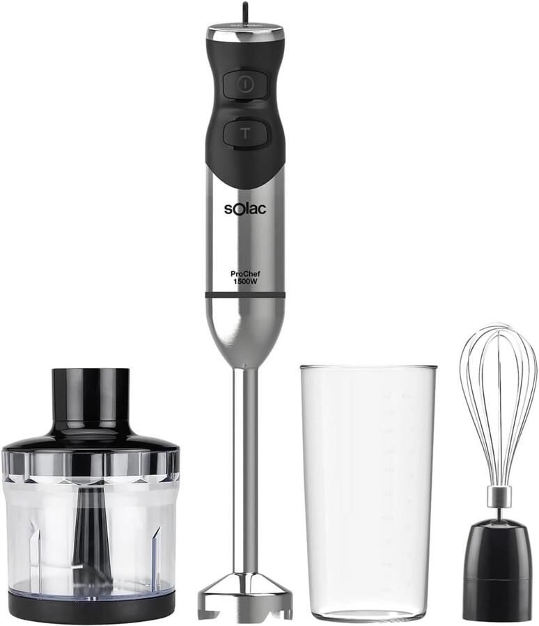 1500W Staafmixer met Turbo-functie en Accessoires Ergonomisch Ontwerp