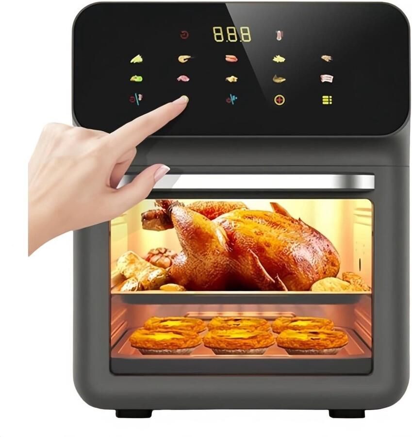 15L grote luchtfriteuse-oven dubbele zone luchtfriteuse-oven olievrije elektrische luchtoven instelbare temperatuur 0-200 ℃ 1350 W uitpakken Automatische stroomuitval