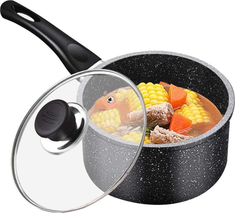 16-cm Melkpan met Deksel 1 5L Steelpan voor Inductie en Gasfornuizen met Afneembare Handgreep
