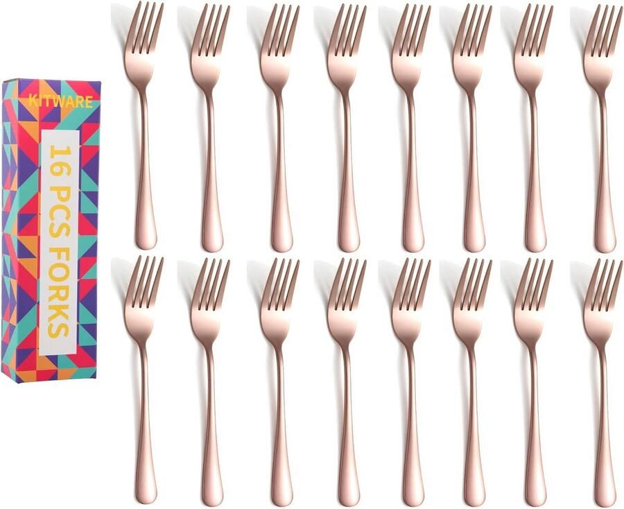 16-delige set dinerbestek vorken RVS Roségoud