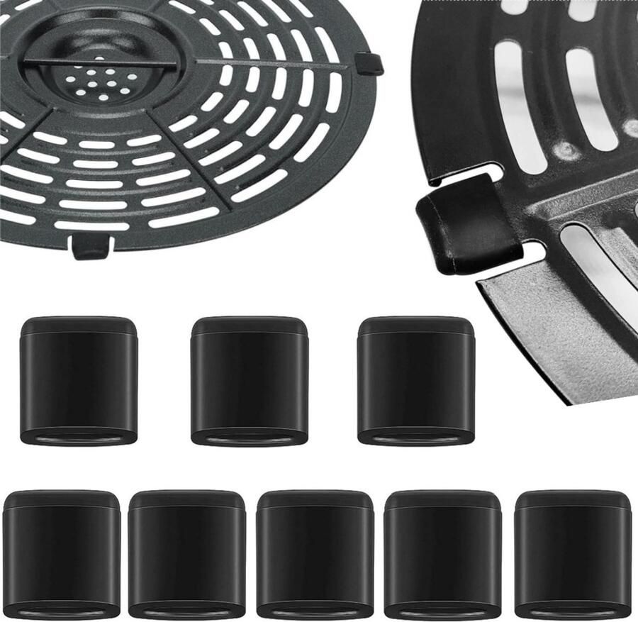 16 stuks bakplaatonderleggers Antislipmatjes voor airfryer bakplaten Airfryer accessoires Siliconen randbeschermers voor bakplaten Kras- en slijtvast Geschikt voor de meeste airfryer bakplaten (1*1 cm Zwart)