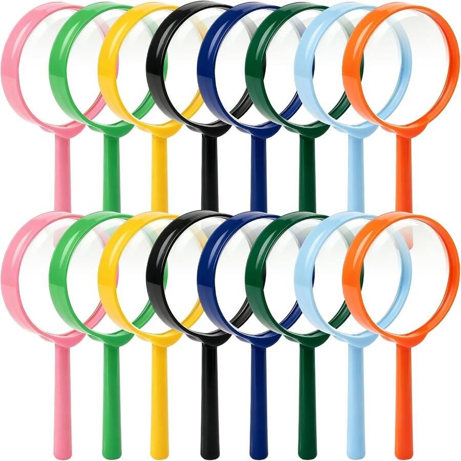 16 stuks mini-loep voor kinderen loep en handloep voor kinderen voor verjaardagscadeau natuur outdoor fijn werk lezen en detailcontrole 8 kleuren 12 5 x 6 cm
