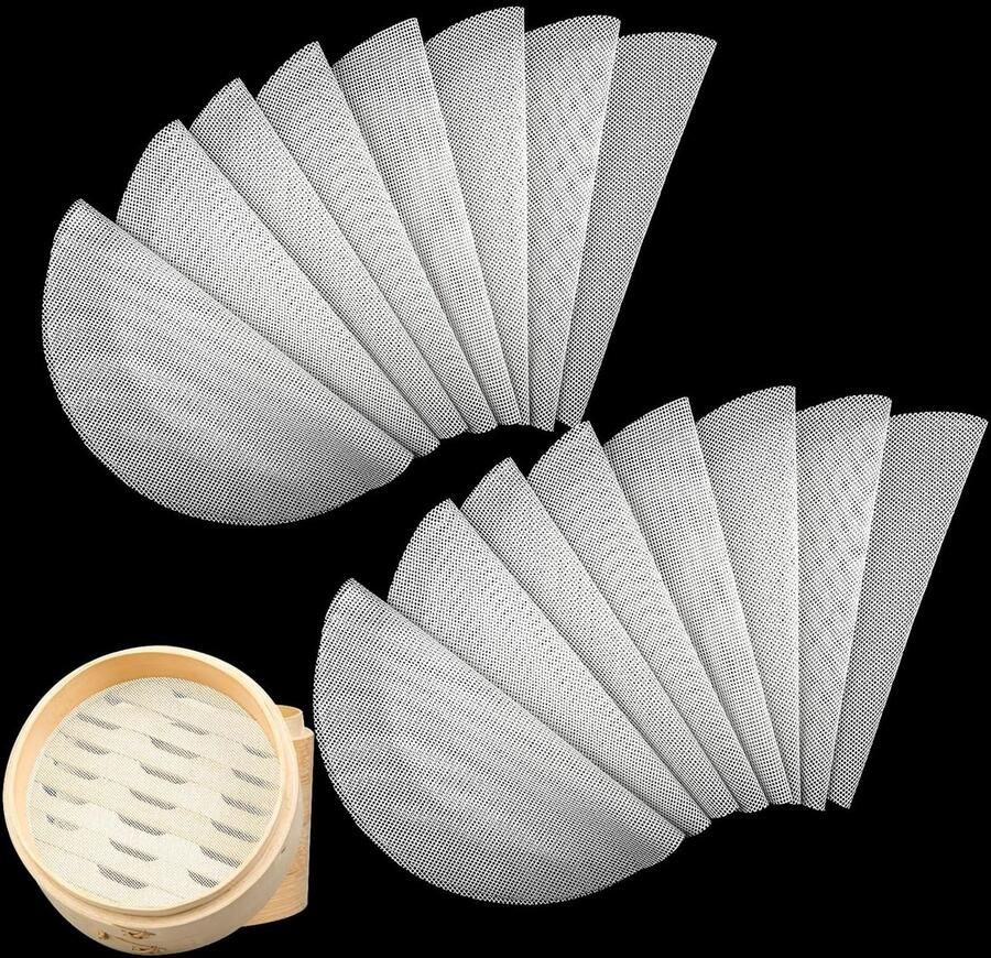 16x Ronde Herbruikbare Anti-Aanbak Stoommatten Siliconen Mesh Voering voor Dim Sum Dumplings en meer