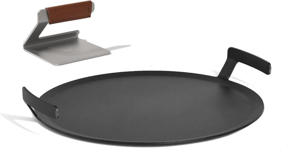 17 inch Round Carbon Steel Griddle and Grill Press Professional Induction Compatible Cookware