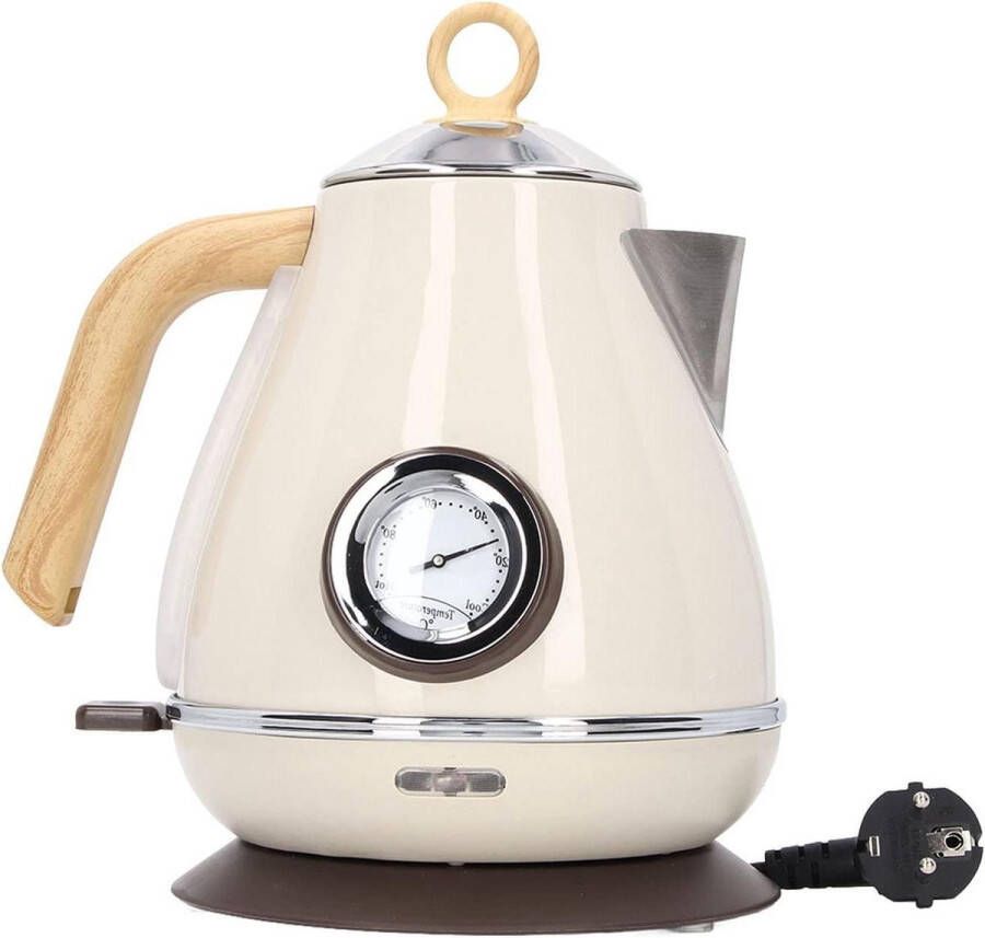 17 L Retrokleur Bakeliet Elektrische Waterkoker met 360 graden Roterende Basis Automatische Uitschakeling en Droogkoken 1850W Snelkoken Temperatuurmeter Wit