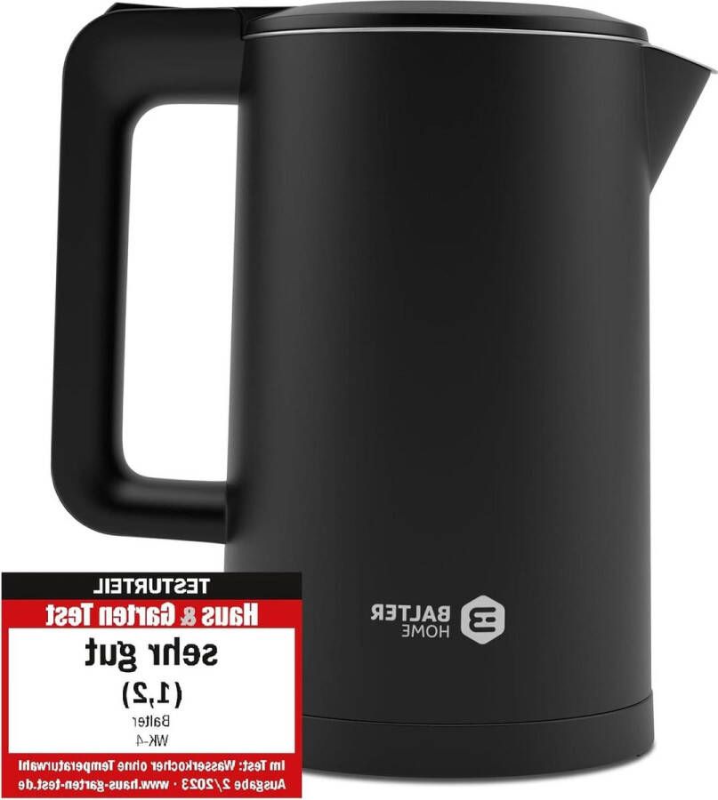 17 liter elektrische waterkoker roestvrij staal dubbelwandig design BPA-vrij led voor thee compact stil zwart