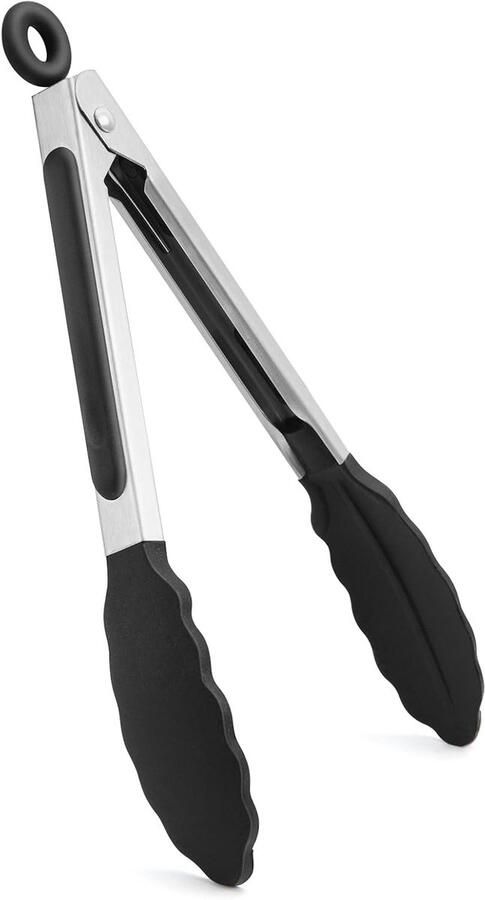18 cm Grilltangen voor Koken en Grillen Hittebestendig RVS en Siliconen Ideaal voor Vlees en Noodles