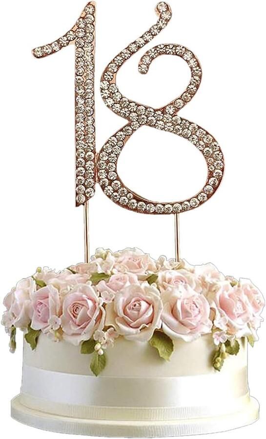 18 Gouden Taarttoppers 18-Cijferige Strass Taarttoppers voor Feestartikelen voor Jubileum Feestdecoratie Verjaardagstaartdecoratie