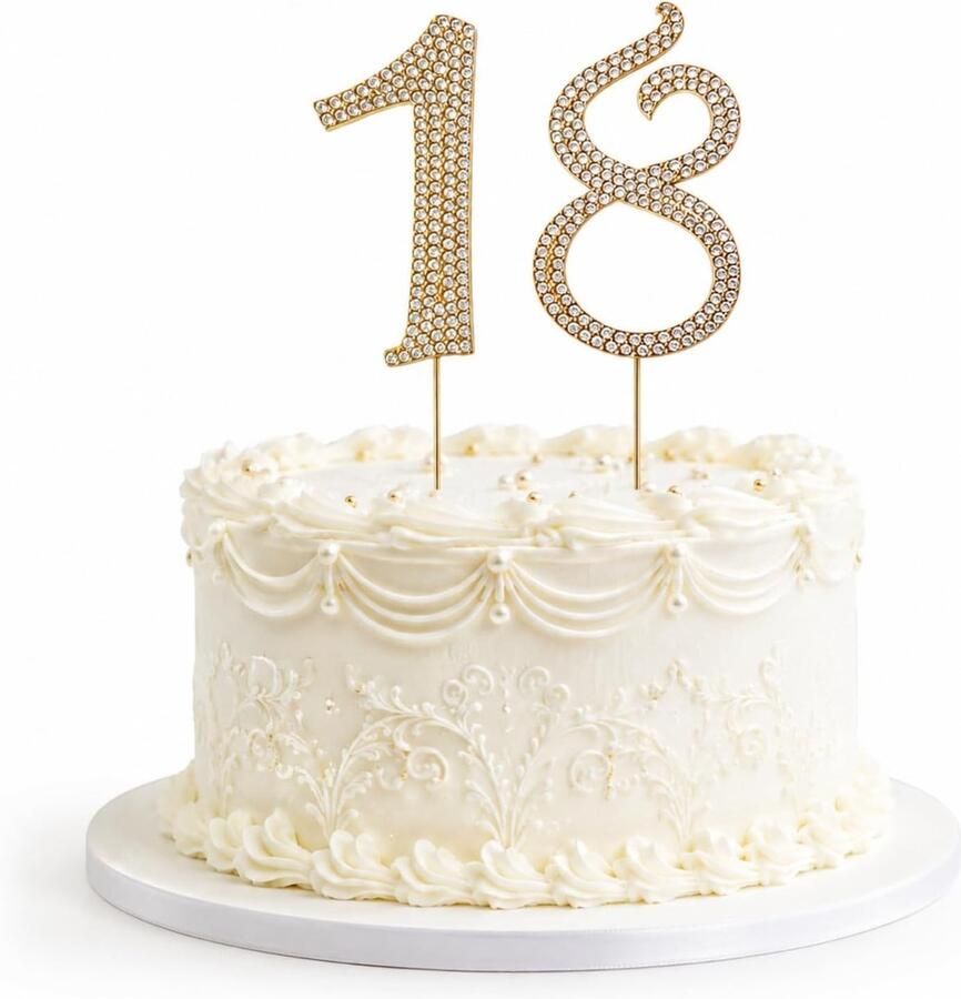 18e verjaardag meisje gouden cijferopzetstuk met kristallen taartdecoratie 18e verjaardag meisje gouden nummer 18 cake topper strass hoogwaardige taartsteker cijferopzetstuk