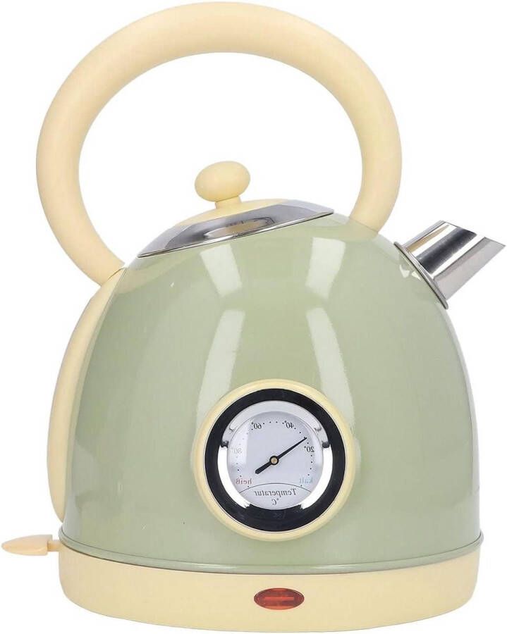 1.8L Elektrische Waterkoker met 360° Basis Thermometer Snelkooksysteem Retro Droogkookbeveiliging Groenteoptie