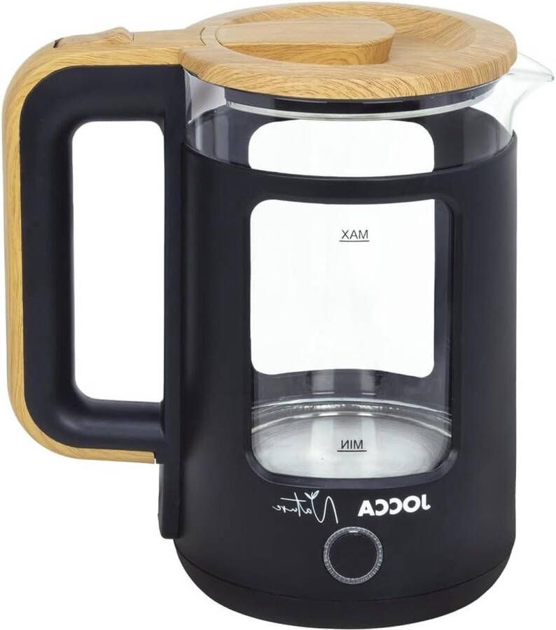 18L Elektrische waterkoker natuurlijk snel opwarmen 360° draaibare sokkel automatische uitschakeling borosilicaatglas zwart