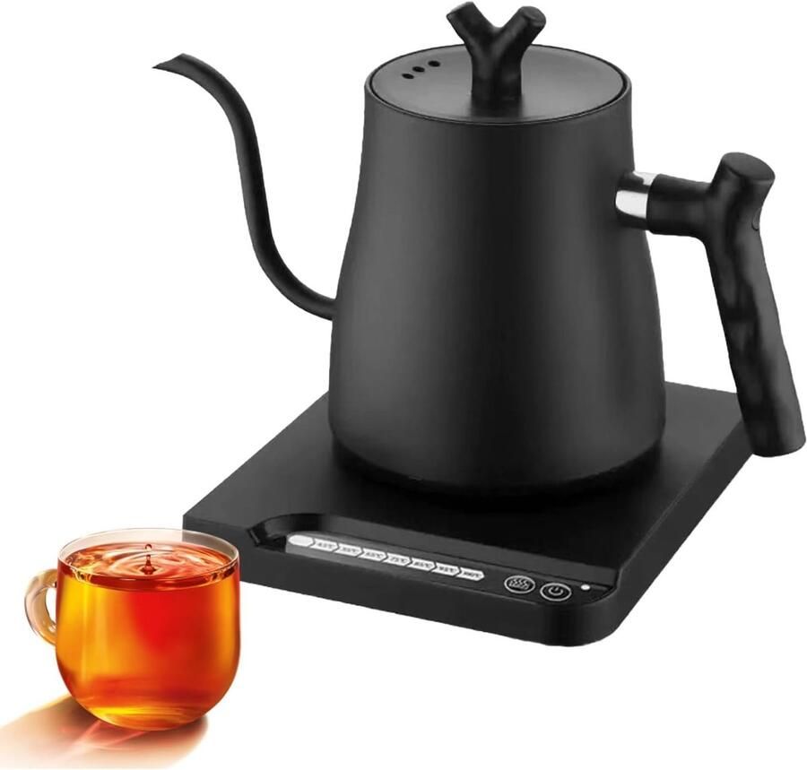 1L Intelligente Zwanenhals Waterkoker 1000W Elektrische Waterkoker met Zwanenhals en 7 Temperatuurregelingen (45-100°C) Snel Koken Nauwkeurige Uitloop Anti-Leck voor Koffie en Thee