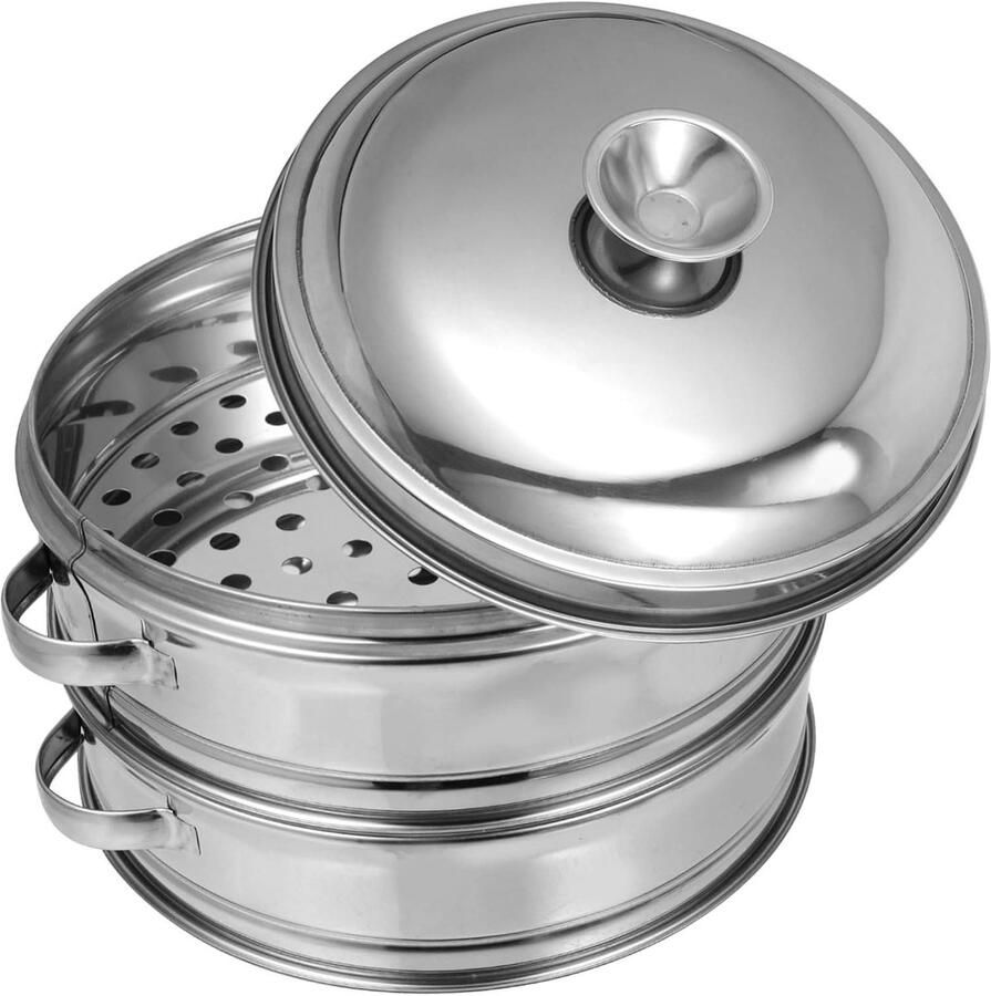 1set Rvs Stoommandjes Met Deksel Multifunctionele Kookaccessoires Voor Groenten Dumplings Geschikt Voor Stomen Opwarmen Keuken
