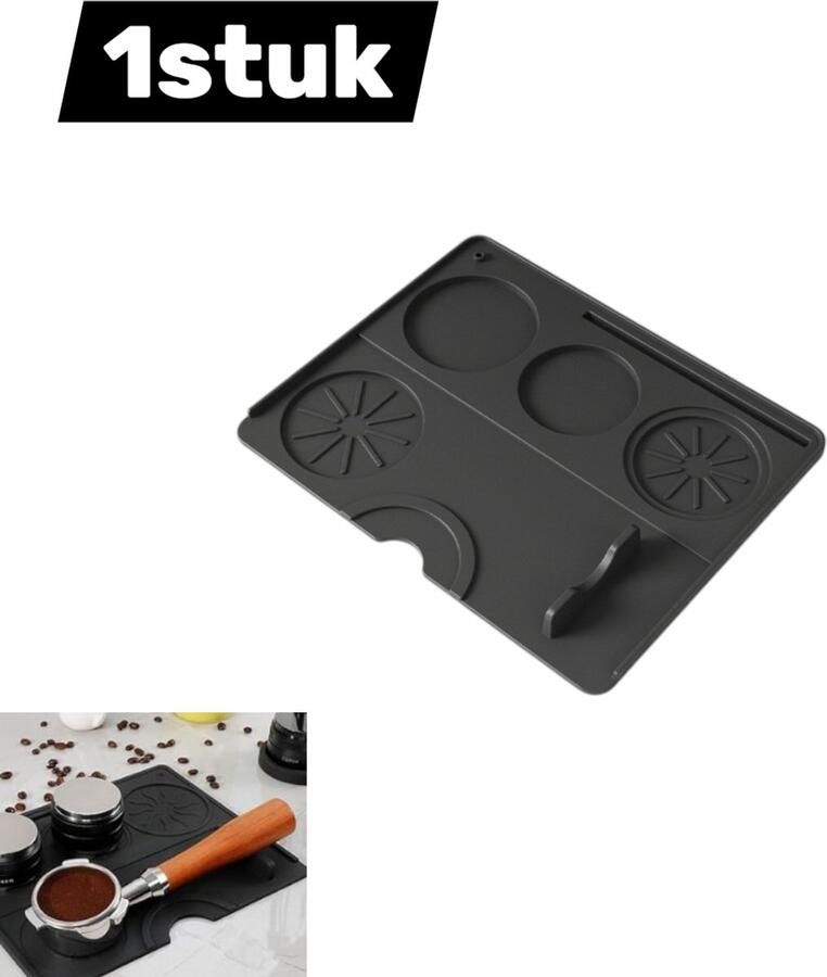 1stuk Koffie Tamper Mat Siliconen Voedselveilig Antislip Hoekpad Geschikt voor accessoires van espressomachines Geschikt voor barista-gereedschappen 200*250 mm Zwart