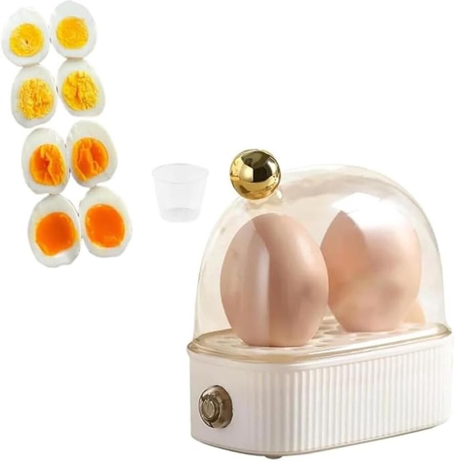 1stuks Eierkoker electrisch eierwekker eierkoker je kunt twee eieren koken eierkoker 2 eieren eierkoker eierdopjes Hard Zacht en Medium gekookt voor gebruik in studentenkamers appartementen of op de camping Beige