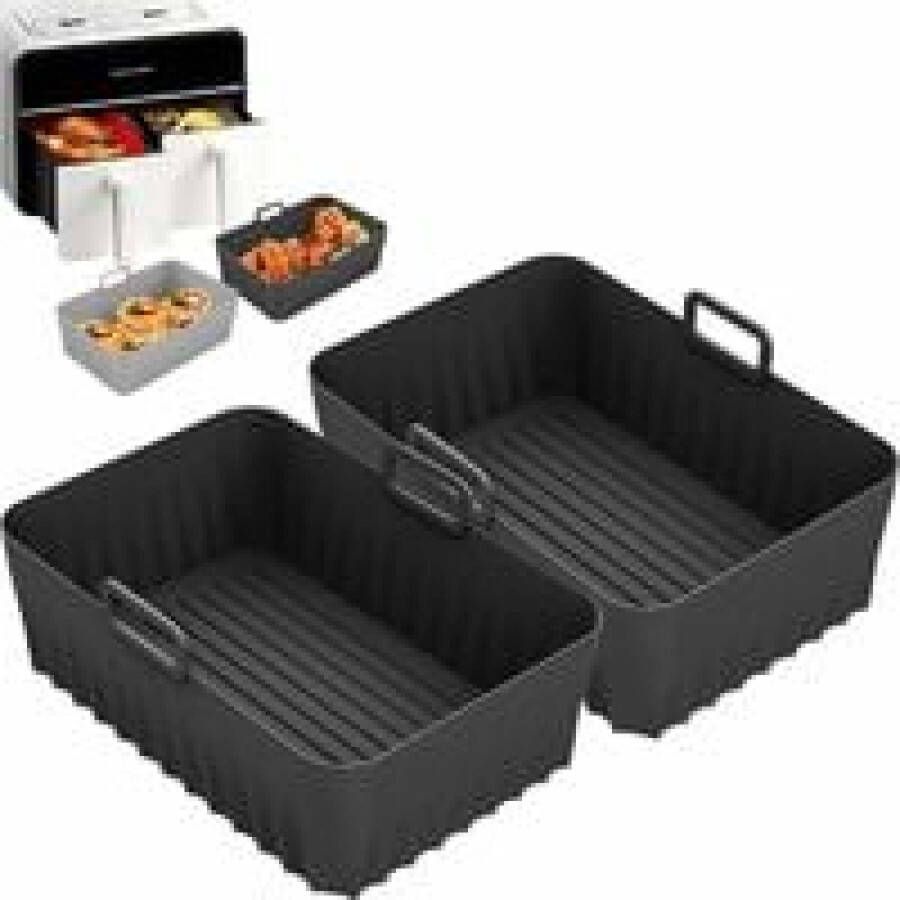 1x Siliconenvormen voor heteluchtfriteuse voedselveilige siliconen hittebestendig tot 230 °C antiaanbaklaag bakvorm voor heteluchtfriteuse inzetstuk voor magnetron oven koelkast camping grillen