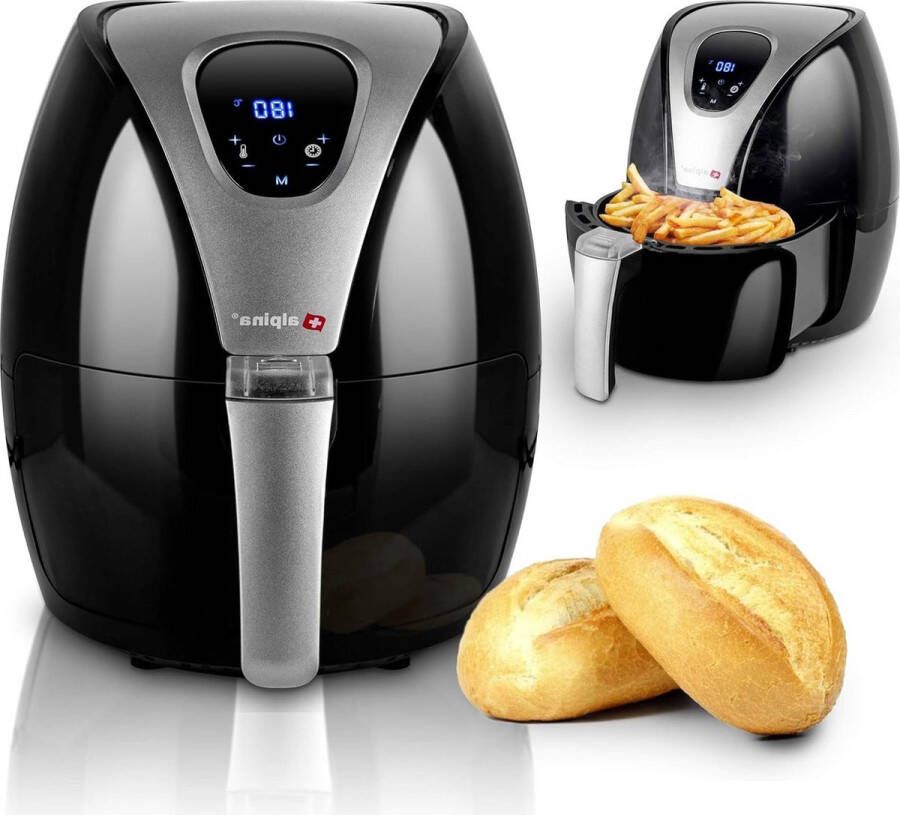 2-4 personen Heteluchtfriteuse braden frituren grillen 80% minder vet 24 liter zwart